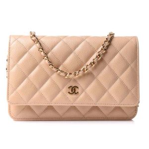 Replica Chanel Women CC Flap Bag Sandy Beige Grained Calfskin Leather Gold-Tone Metal 2