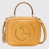 Replica Gucci Women GG Blondie Top Handle Bag Yellow Leather Round Interlocking G