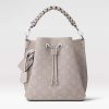Replica Louis Vuitton LV Women Muria Bucket Bag Gray Mahina Perforated Calfskin Leather