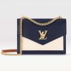 Replica Louis Vuitton LV Women Mylockme Chain Bag Navy Blue Grained Calf Leather