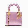 Replica Dior Mini Lady Dior Bag with Chain in Pink Metallic Calfskin