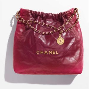 Replica Chanel Women CC 22 Handbag Shaded Calfskin Gold-Tone Metal Pink Burgundy