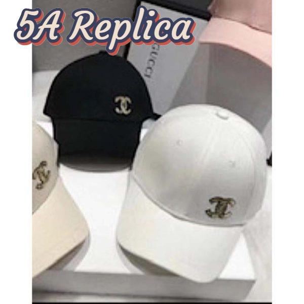 Replica Chanel Unisex CC One Size White Black Cotton Hat