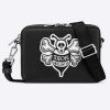 Replica Dior Unisex Pouch Strap Black Grained Calfskin DIOR AND SHAWN Bee Patch Embroidery