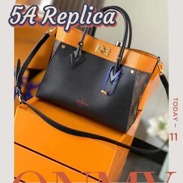 Replica Louis Vuitton LV Women On My Side MM Tote Bag Black Twist Calfskin Monogram Coated Canvas 5