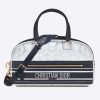 Replica Dior Women CD Medium Vibe Zip Bowling Bag Black Silver Padded Étoile Calfskin