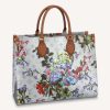 Replica Louis Vuitton LV Women OnTheGo MM Tote Silver Coated Canvas Cowhide Leather