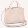 Replica Louis Vuitton LV Women OnTheGo PM Tote Bag Pink Sprayed Embossed Grained Cowhide