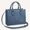 Replica Louis Vuitton LV Women OnTheGo PM Tote Navy Nacre Embossed Grained Cowhide Leather
