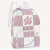 Replica Louis Vuitton Unisex Racer Backpack White Damier Spray Cowhide Leather