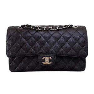 Replica Chanel Women CF Flap Bag in Diamond Pattern Calfskin Leather-Black