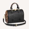 Replica Louis Vuitton LV Women Speedy Bandoulière 25 Handbag Black Embossed Supple Grained Cowhide