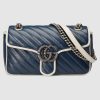 Replica Gucci GG Women GG Marmont Small Shoulder Bag in Blue Diagonal Matelassé Leather
