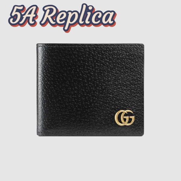 Replica Gucci GG Men GG Marmont Leather Bi-Fold Wallet in Black in Calfskin Leather
