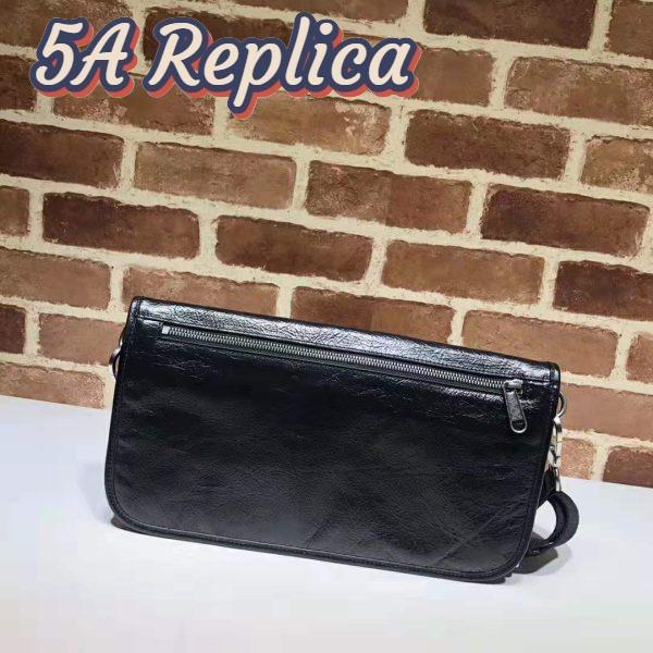 Replica Gucci GG Men Medium Soft Leather Messenger Bag in Soft Black Leather 4