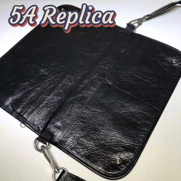 Replica Gucci GG Men Medium Soft Leather Messenger Bag in Soft Black Leather 5