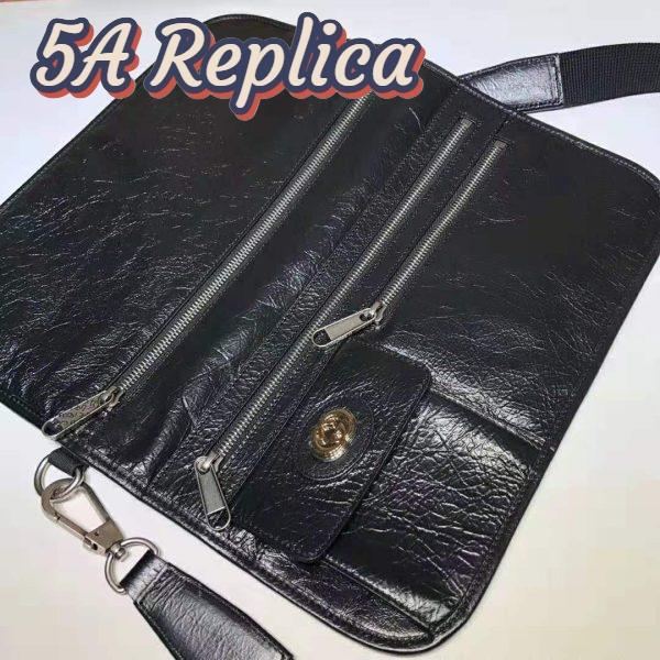 Replica Gucci GG Men Medium Soft Leather Messenger Bag in Soft Black Leather 6