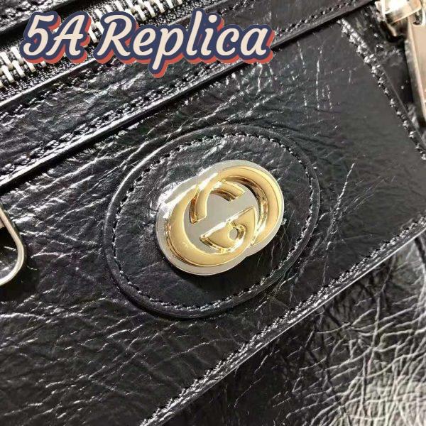 Replica Gucci GG Men Medium Soft Leather Messenger Bag in Soft Black Leather 7