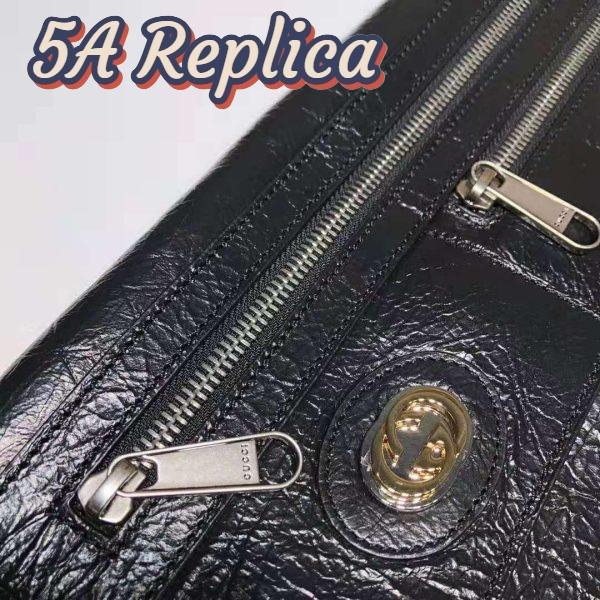 Replica Gucci GG Men Medium Soft Leather Messenger Bag in Soft Black Leather 8