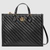 Replica Gucci GG Unisex GG Marmont Medium Tote Bag Black Matelassé Leather