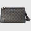 Replica Gucci GG Unisex Ophidia GG Messenger Bag Grey Black GG Supreme Canvas