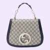 Replica Gucci GG Women Blondie Medium Bag Beige Blue GG Supreme Canvas