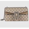Replica Gucci GG Women Dionysus GG Small Shoulder Bag Beige Ebony GG Supreme Canvas Brown Suede