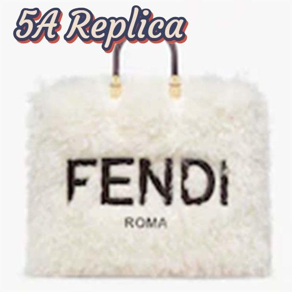 Replica Fendi Women Fendi Sunshine Large White Mohair Shopper