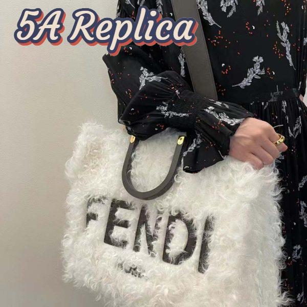 Replica Fendi Women Fendi Sunshine Large White Mohair Shopper 12