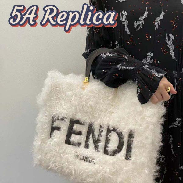 Replica Fendi Women Fendi Sunshine Large White Mohair Shopper 13