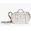 Replica Fendi Women FF O’Lock Mini Camera Case Silver Laminated Leather Mini Bag