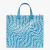 Replica Fendi Unisex Shopper Blue Glazed Canvas Bag