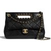 Replica Chanel Women Flap Bag Lambskin Leather Gold-Tone Metal-Black