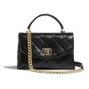 Replica Chanel Women Flap Bag with Top Handle in Lambskin Leather-Black