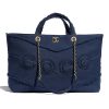 Replica Chanel Women Shopping Bag Denim & Gold-Tone Metal Navy Blue