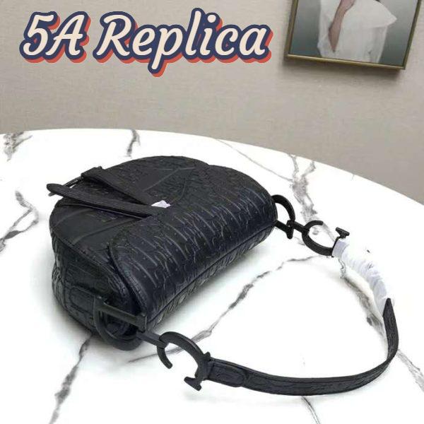 Replica Dior Unisex Saddle Bag Black Dior Oblique Embossed Calfskin ‘CD’ 7