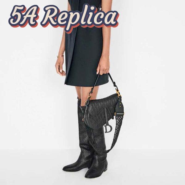 Replica Dior Unisex Saddle Bag Black Dior Oblique Embossed Calfskin ‘CD’ 10