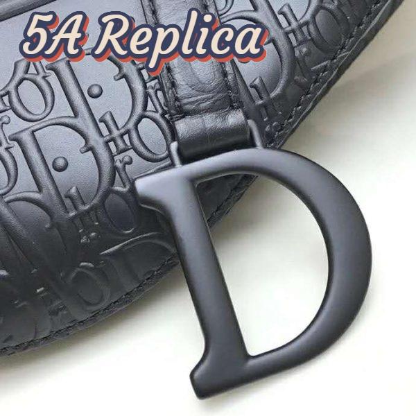 Replica Dior Unisex Saddle Bag Black Dior Oblique Embossed Calfskin ‘CD’ 11