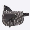 Replica Dior Unisex CD Saddle Pouch Beige Black Dior Oblique Jacquard