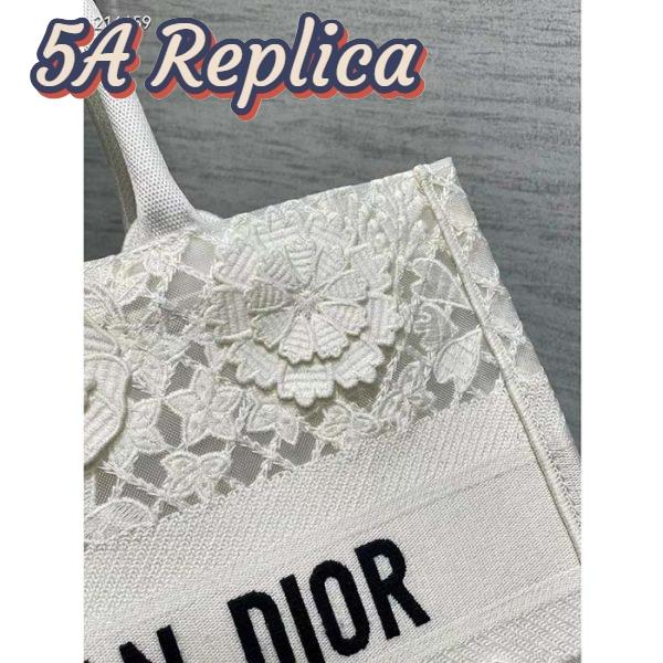 Replica Dior Women CD Medium Book Tote White Multicolor D-Lace Embroidery Macramé Effect 8
