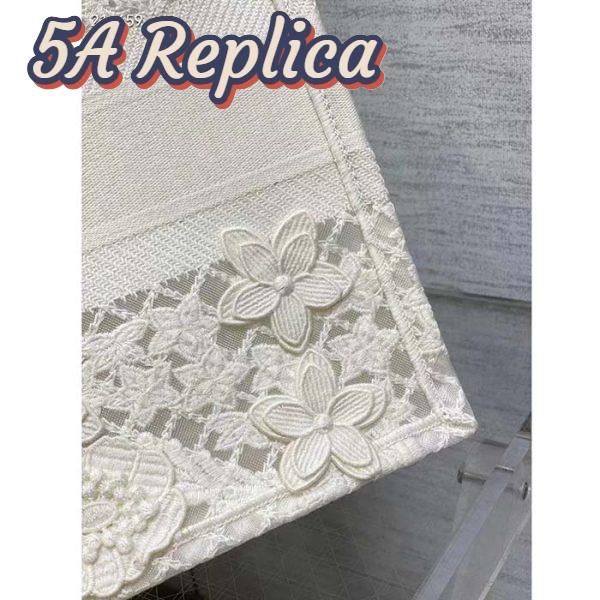 Replica Dior Women CD Medium Book Tote White Multicolor D-Lace Embroidery Macramé Effect 9