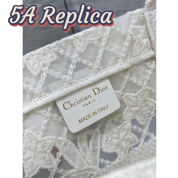 Replica Dior Women CD Medium Book Tote White Multicolor D-Lace Embroidery Macramé Effect 10