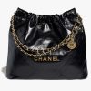 Replica Chanel Women 22 Handbag Shiny Calfskin Gold-Tone Metal Black