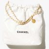 Replica Chanel Women 22 Large Handbag Calfskin Gold-Tone Lacquered Metal White