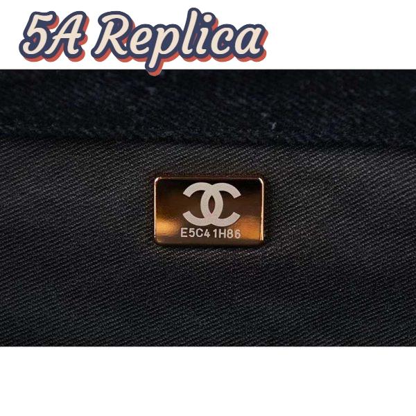Replica Chanel CC Women Large Flap Bag Printed Denim Gold-Tone Metal Black Multicolor 10