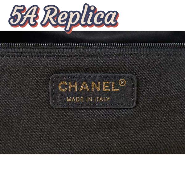 Replica Chanel CC Women Large Flap Bag Printed Denim Gold-Tone Metal Black Multicolor 11
