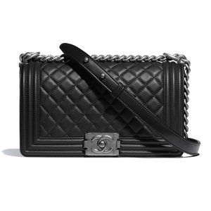 Replica Chanel Women Boy Chanel Handbag in Calfskin Leather-Black 2