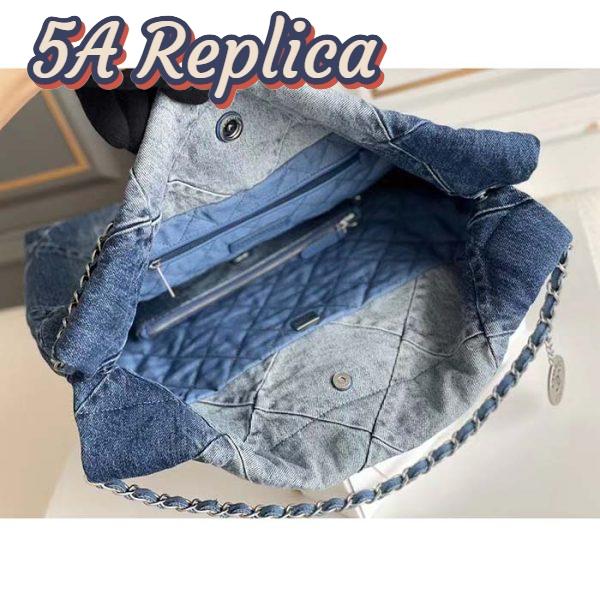 Replica Chanel Women CC 22 Handbag Washed Denim Silver-Tone Metal Light Blue 10