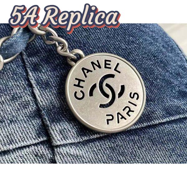 Replica Chanel Women CC 22 Handbag Washed Denim Silver-Tone Metal Light Blue 11