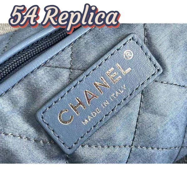 Replica Chanel Women CC 22 Handbag Washed Denim Silver-Tone Metal Light Blue 13